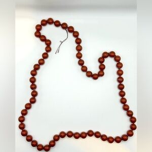 Red Jasper Beaded Necklace | Vintage Red Stone Round Beads | Slip-On Necklace